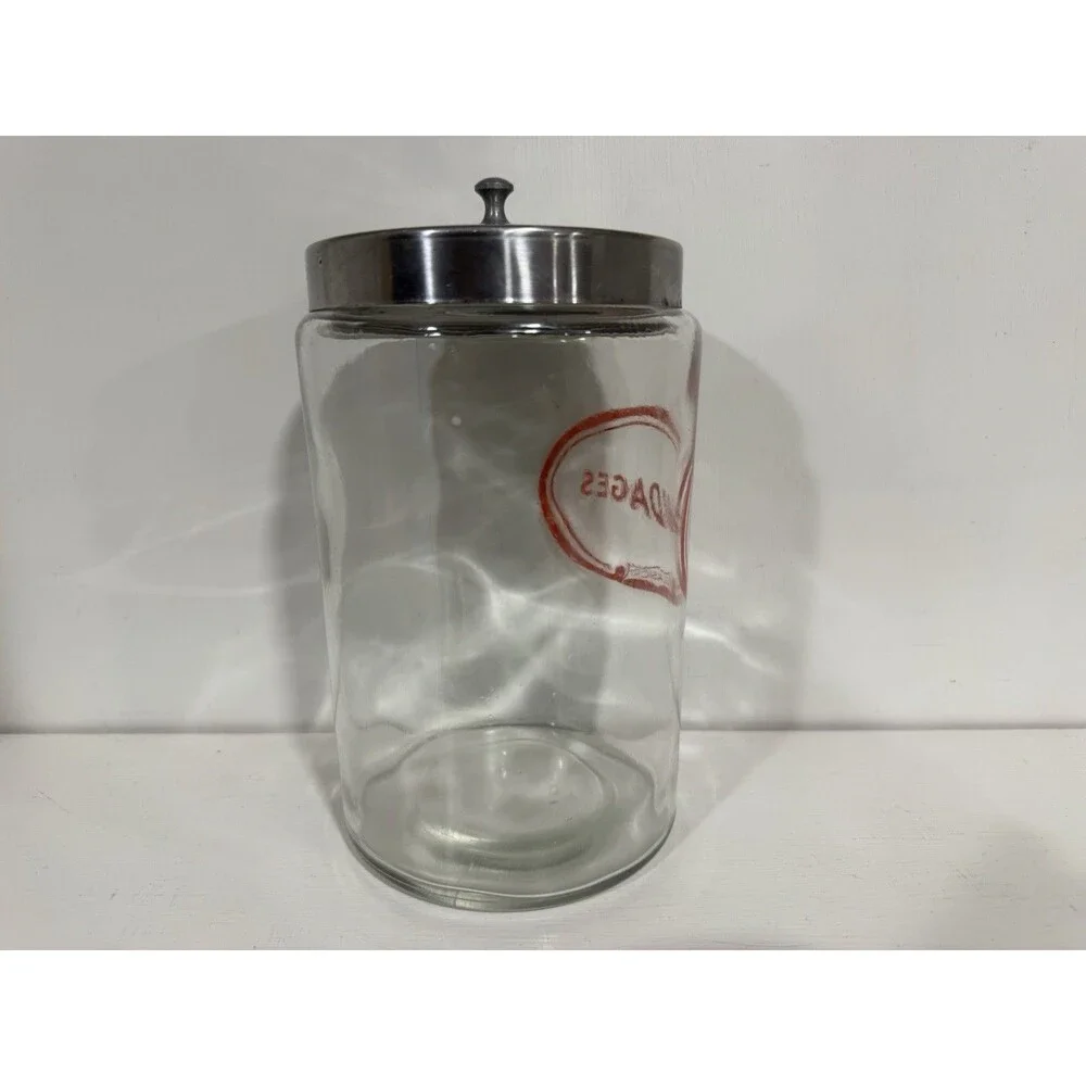 Vintage Glasco Medical Sundry Jar Bandages Apothecary Glass Canister Chrome Lid